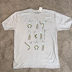 Gray Graphic Tee with Animated Characters